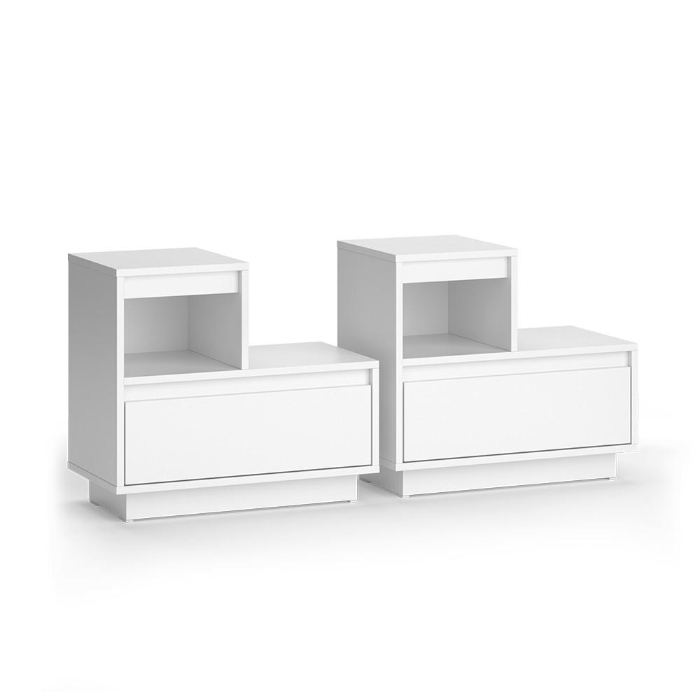 NACHTTISCH Tina Weiß 59.4 x 53.2 cm 2er Set - Weiß, Holzwerkstoff (59.4/53.2/32.1cm) - Vicco