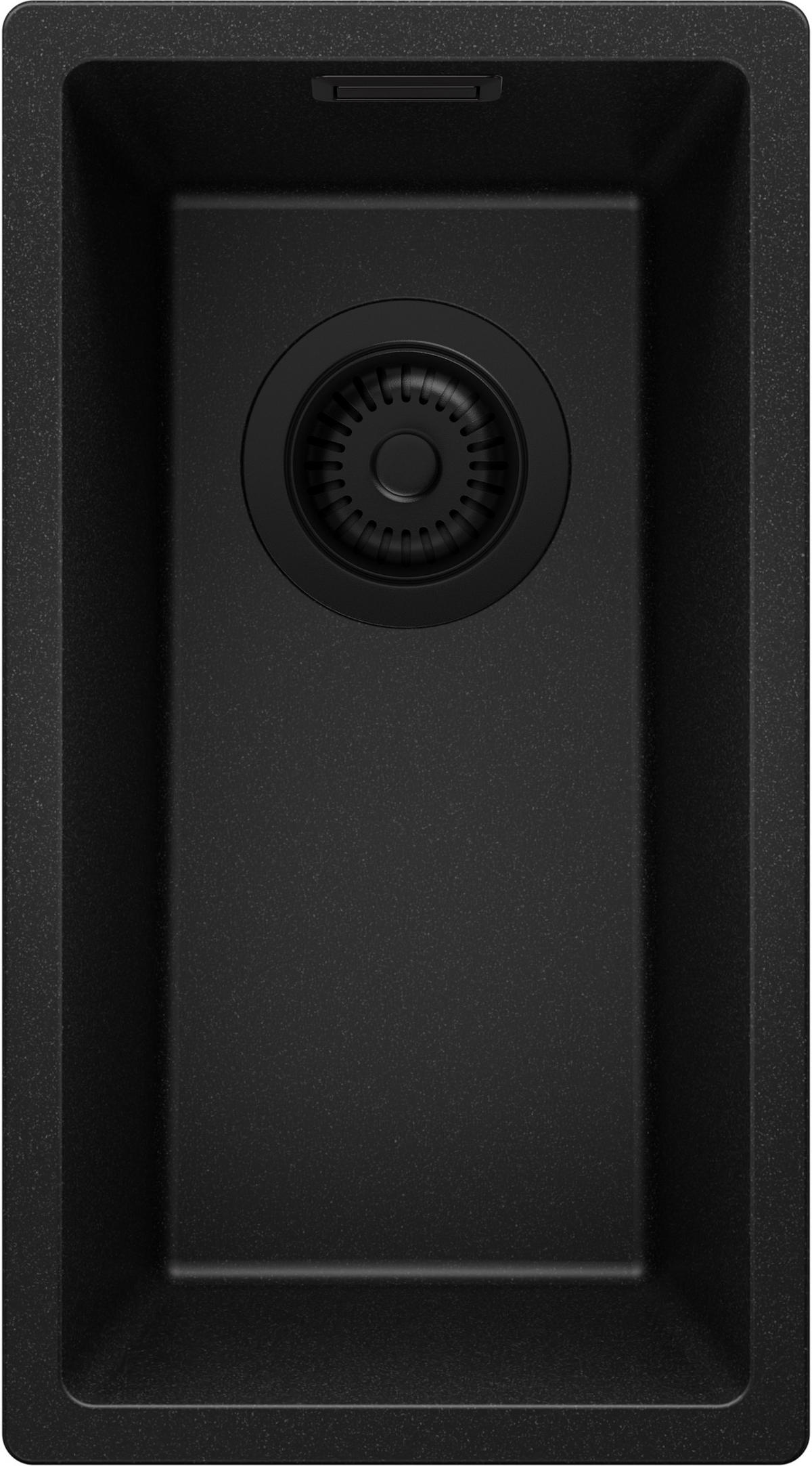 UNTERBAUSPÜLE GRANIT London, 2-er set Alles Schwarz 26/47 cm 1 Becken + Ablauf-Set ab 30er Unterschrank - Schwarz, Kunststoff (26/20/47cm) - Primagran