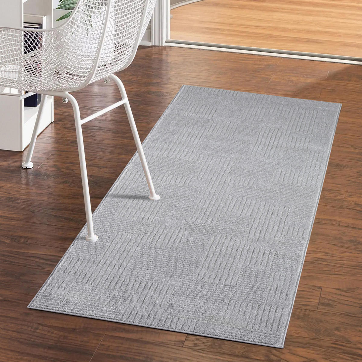 KURZFLOR-TEPPICH Flair 177 Grau 80x300 cm - Grau, Textil (80/300cm) - carpet city