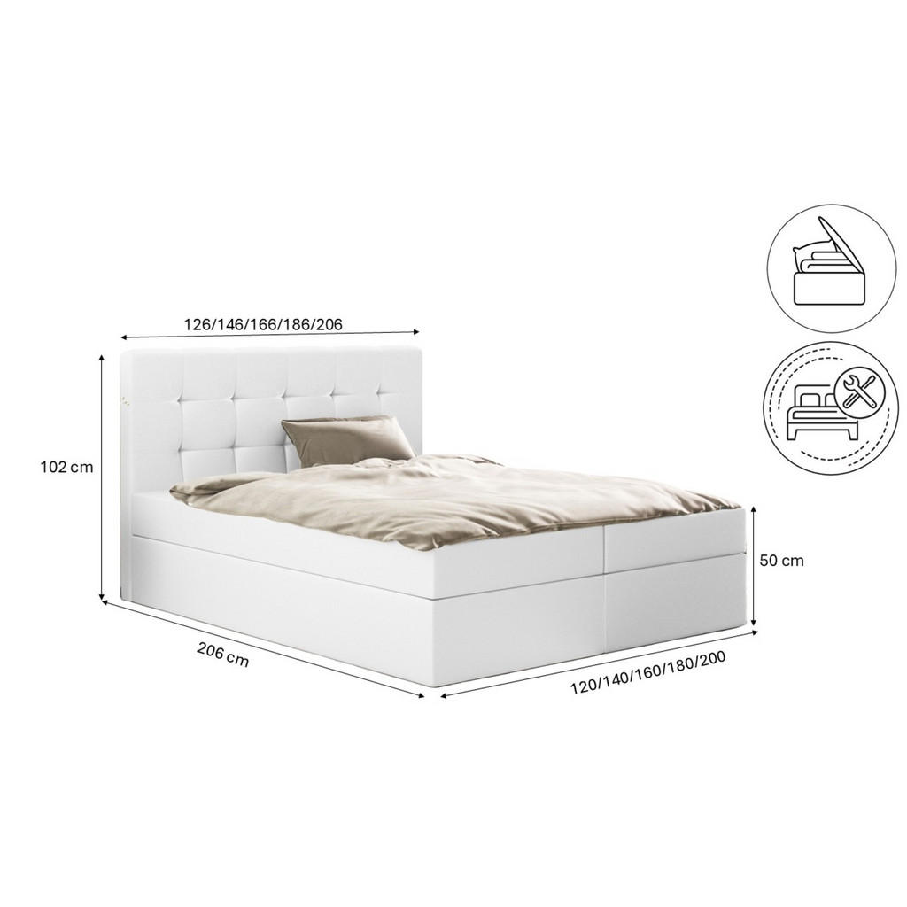 Thumbnail - Kaiser Möbel Boxbett, Weiß, Holz, H2, 120x200 cm, Schlafzimmer, Betten, Boxspringbetten