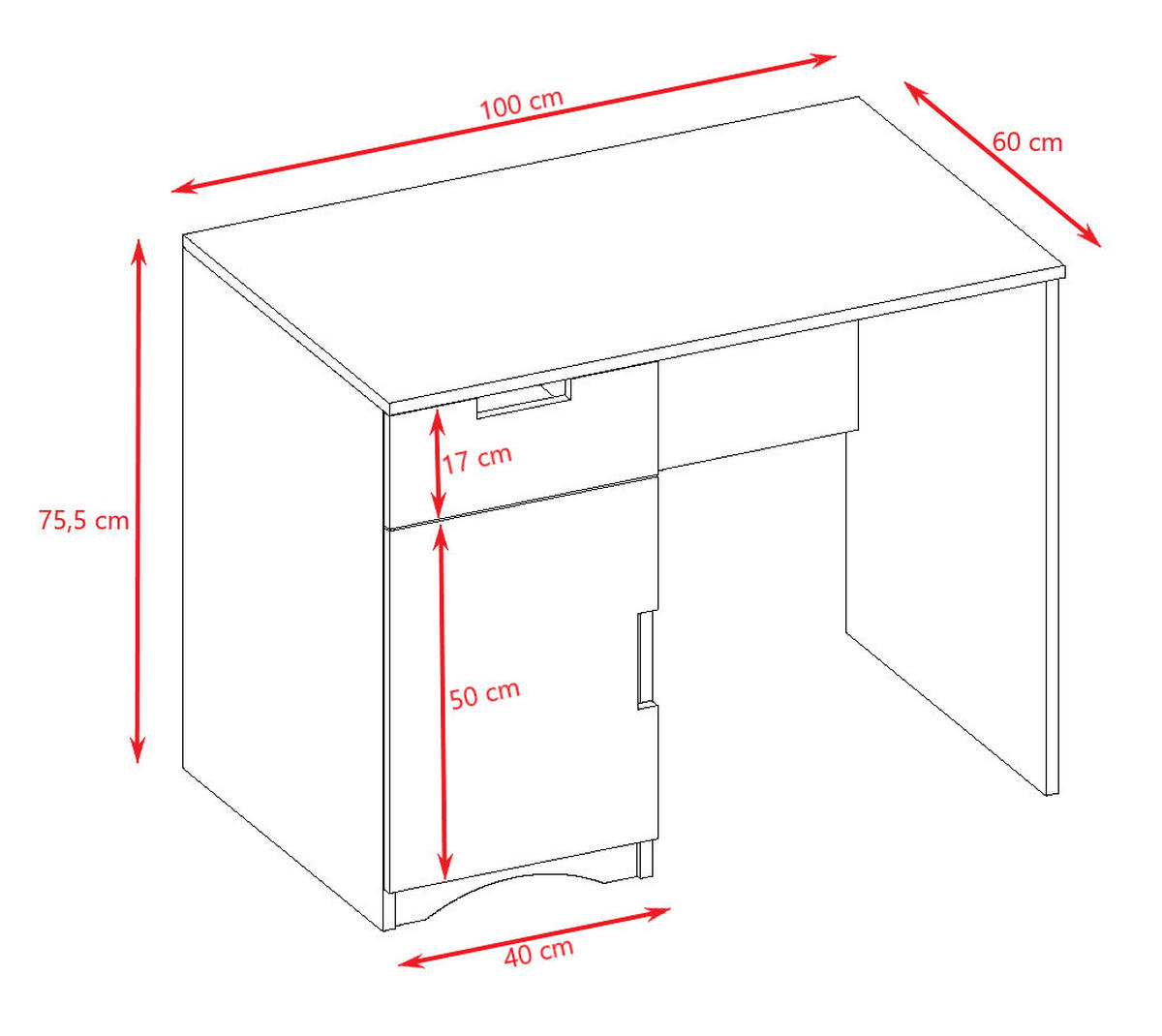 KINDERSCHREIBTISCH CLASSIC Weiß 100/75/60 - Weiß, Holzwerkstoff (100/75/60cm) - RAUMHIRSCH FURNITURE