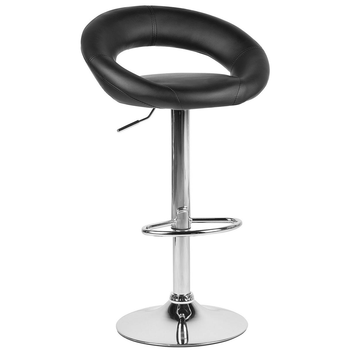 BARHOCKER 2er-Set Kunstleder Schwarz Peoria - Schwarz, Textil/Metall (54/101/40cm) - Beliani