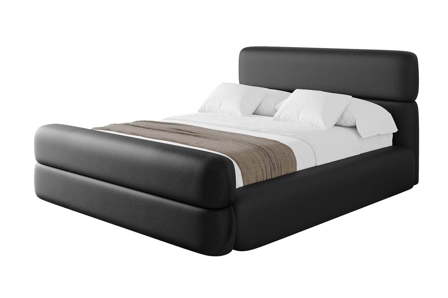 POLSTERBETT mit Bettkasten, Fußteil und Lattenrost, Boxbett mit Matratze H3/H4 - ENORA-Z 180x200 Schwarz Kunstleder - Schwarz Hochglanz, Holzwerkstoff/Textil (180/200cm) - ALTDECOR