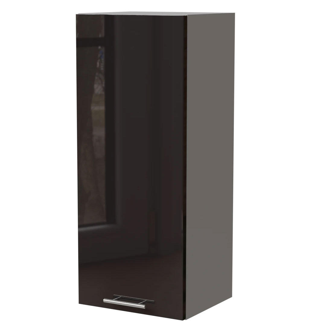 Feldmann-Wohnen Küchenhängeschrank Schwarz Hochglanz, Grau 40x96x32.5 cm