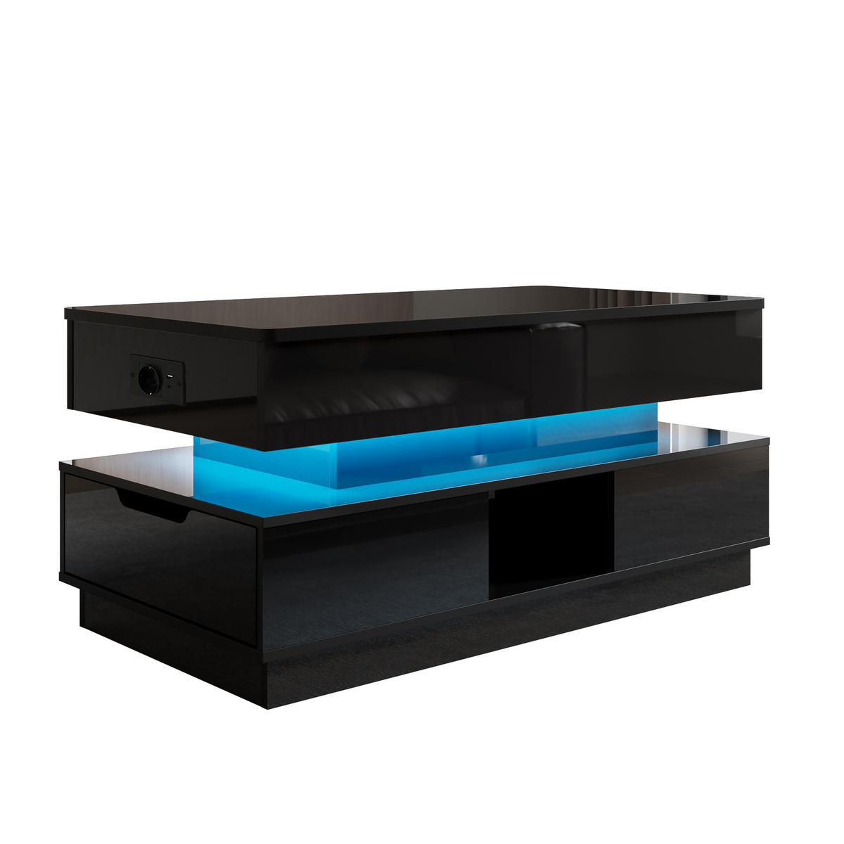 COUCHTISCH höhenverstellbar LED - Schwarz, Holzwerkstoff (48/90/42.5cm)