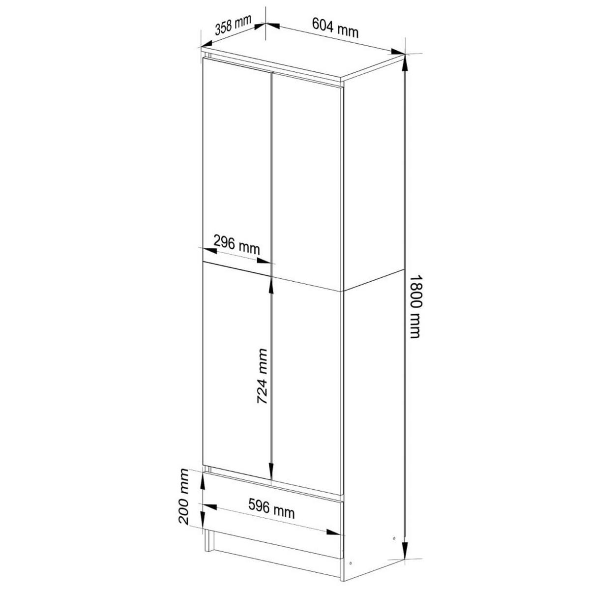 STANDREGAL Weiß, Graphit Grau 180/60/35 - Weiß, Holzwerkstoff (60/180/35cm) - RAUMHIRSCH FURNITURE