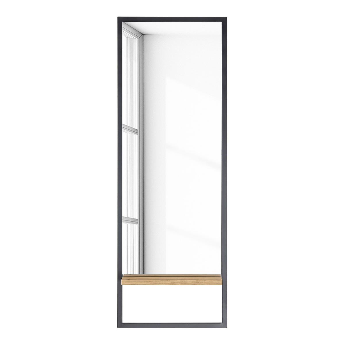 SPIEGEL - Metall / Echtholzfurnier - Schwarz / Risseiche - 44 cm - Eichefarben/Schwarz, Holzwerkstoff/Metall (44/128/12cm) - home24