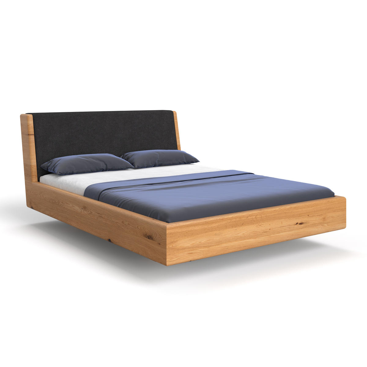 MASSIVHOLZBETT schwebend Aura Tilt aus Eiche 200x200 cm, Storm 99 (Schwarz) - Eichefarben/Braun, Holz (200/200cm) - Danzz