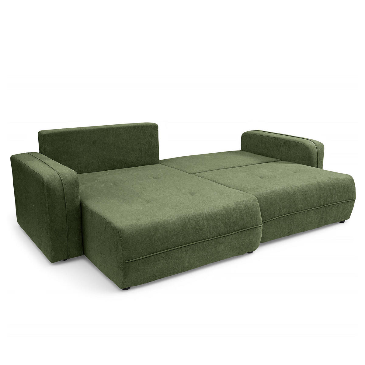 ECKSOFA mit Schlaffunktion - 244 cm - Schwarz/Grün, Kunststoff/Textil (244/145cm) - home24