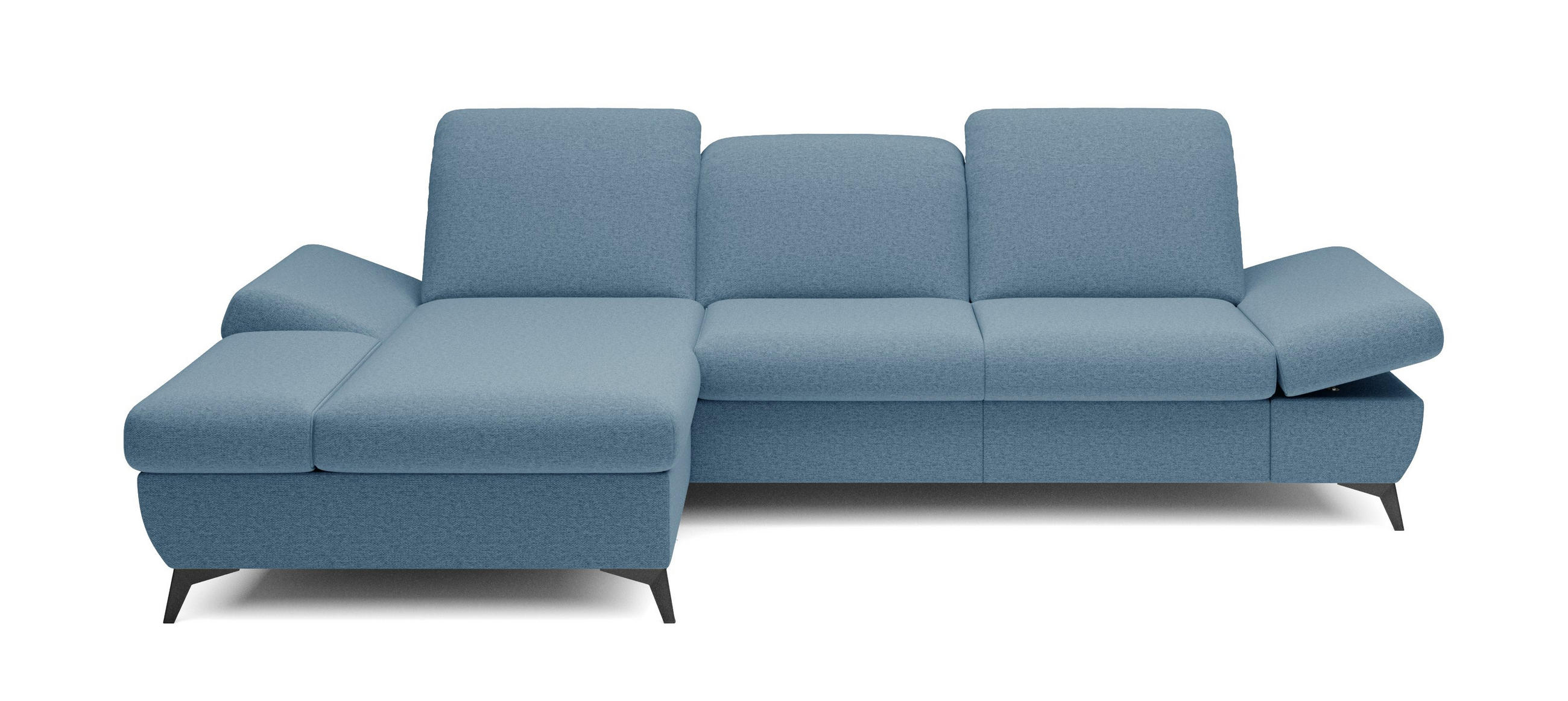 ECKSOFA FELICE L-S Blau Geflochtener Stoff mit Schlaffunktion - Blau, Holz (284/166cm) - MASSENO