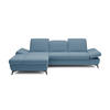 ECKSOFA FELICE L-S Blau Geflochtener Stoff mit Schlaffunktion - Hellblau, Holz (284/166cm) - MASSENO