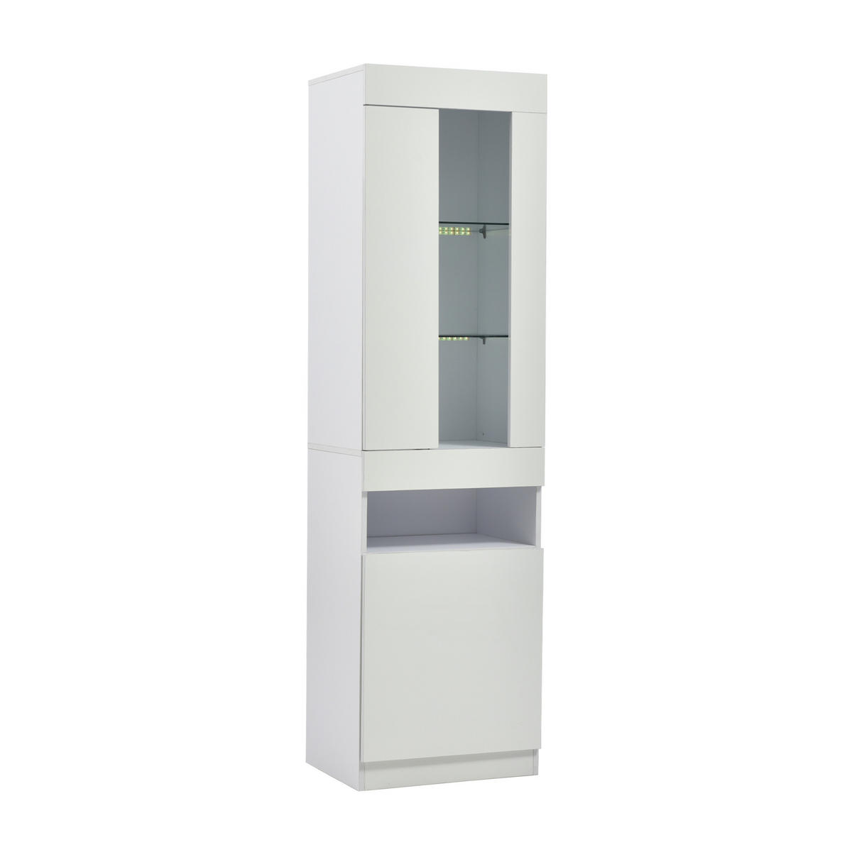 VITRINE 50/40/180 cm Weiß aus Spanplatte mit LED-Beleuchtung - Weiß, Holzwerkstoff (40/180/50cm) - OKMYHOME