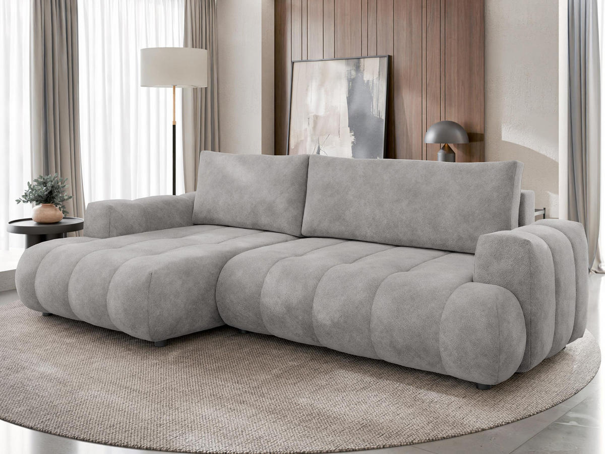 ECKSOFA Haiti, Seite: Links LC+2R - Hellgrau/Schwarz, Holz/Textil (276/156cm) - MIRJAN24
