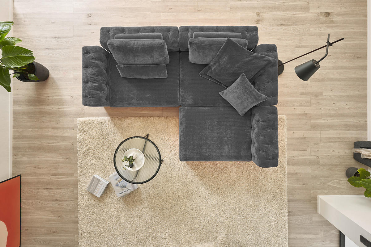 MODULSOFA SEPHI Anthrazit Cord - Anthrazit/Schwarz, Kunststoff/Textil (268/62/191cm) - KAWOLA