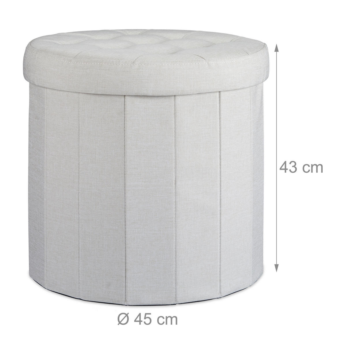 SITZHOCKER - Creme, Holzwerkstoff/Textil (45/43/45cm) - Relaxdays