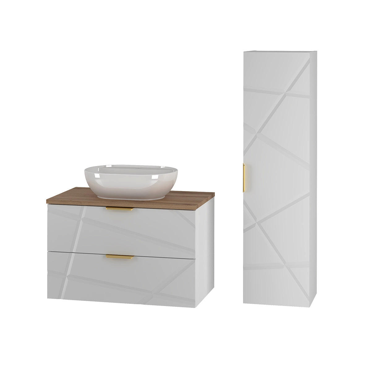 BADMÖBEL 80.6cm Aurora 2er-Set Weiß - Weiß, Holzwerkstoff (80.6/52.2/46.5cm) - Petits-meubles
