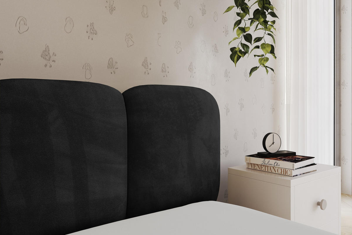 EINZELLBETT Jugendbett mit Bettkasten, Links - AVRY 100x200 Schwarz - Schwarz, Holzwerkstoff/Textil (100/200cm) - ALTDECOR