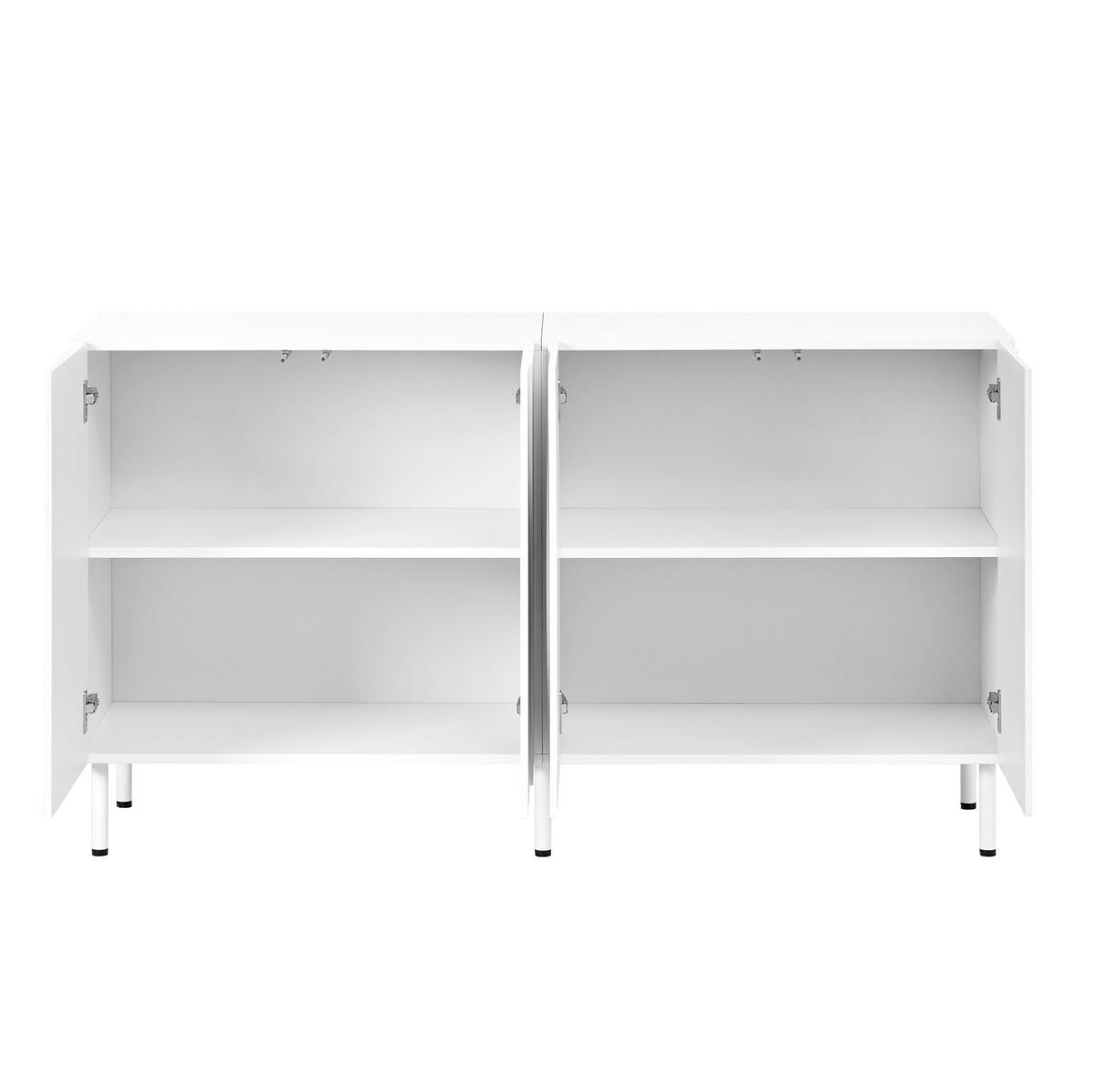 SIDEBOARD 140/40/77,5 cm Weiß aus MDF und PB mit Push-to-Open - Weiß, Holzwerkstoff (140/77.5/40cm) - OKWISH
