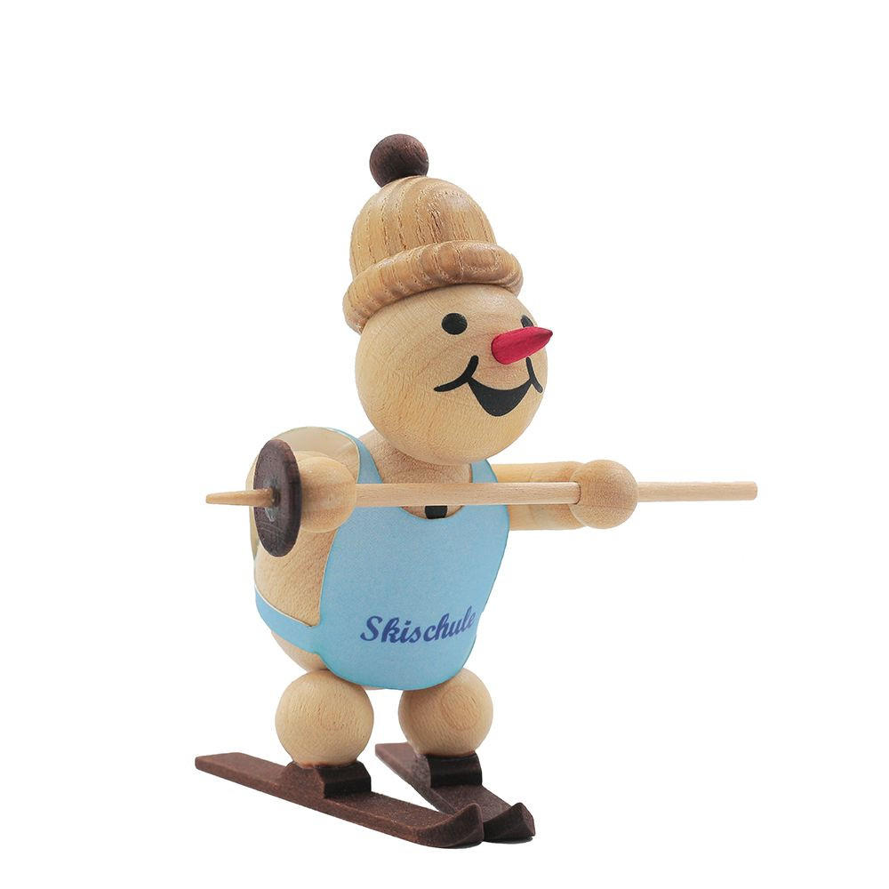 HOLZFIGUR Schneemann Junior Skianfänger Schneepflug 8 cm - Multicolor, Holz (8/8/0.1cm)