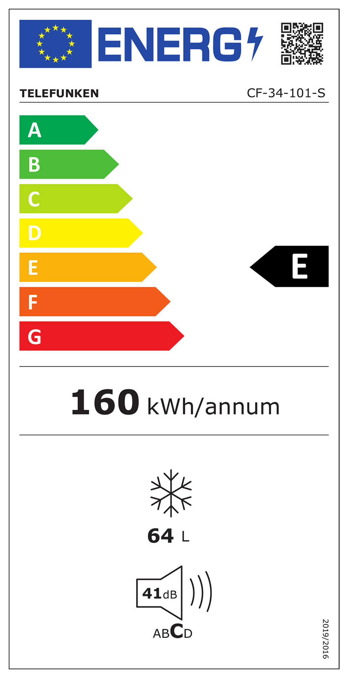GEFRIERSCHRANK, 63 Liter Nutzinhalt, 4-Sterne, klein, leise & effizient, silber, CF-34-101-S - Silberfarben, Kunststoff/Metall (48/82.1/51cm) - Telefunken