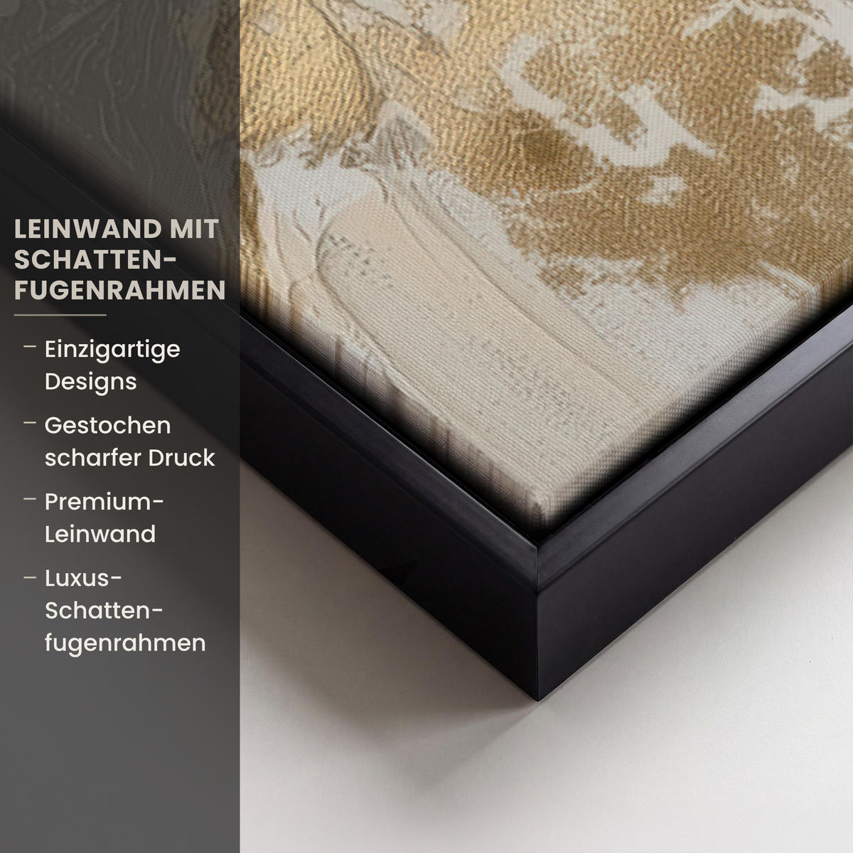 LEINWAND Bilder mit Rahmen - Gesicht - Frau - Blätter - Gold - 60x90 - Beige, Textil (60/90cm) - MuchoWow