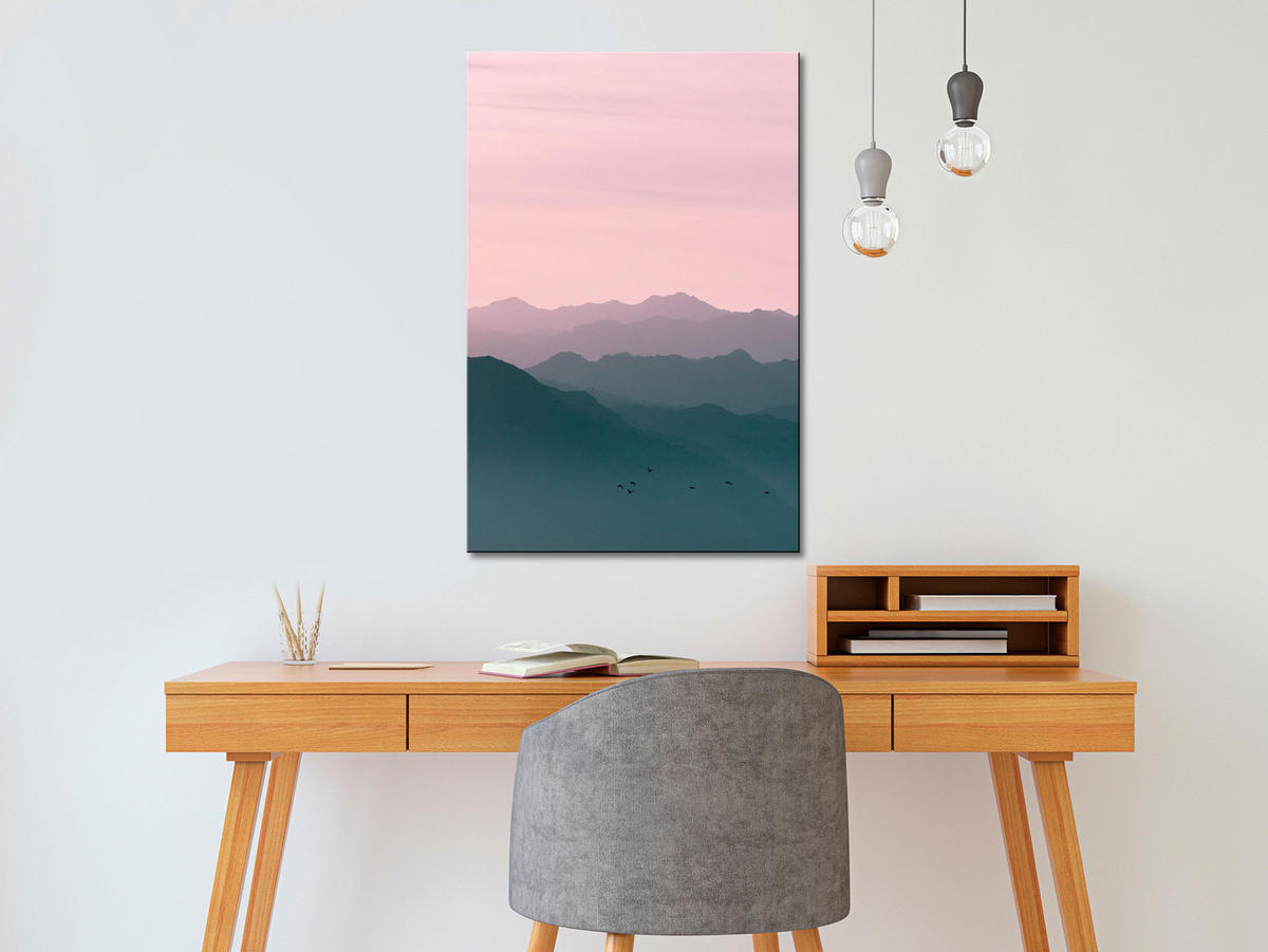 KUNSTDRUCK Rosa 40/60 cm - Pink/Grün, Textil (40/60cm) - KUNSTLOFT