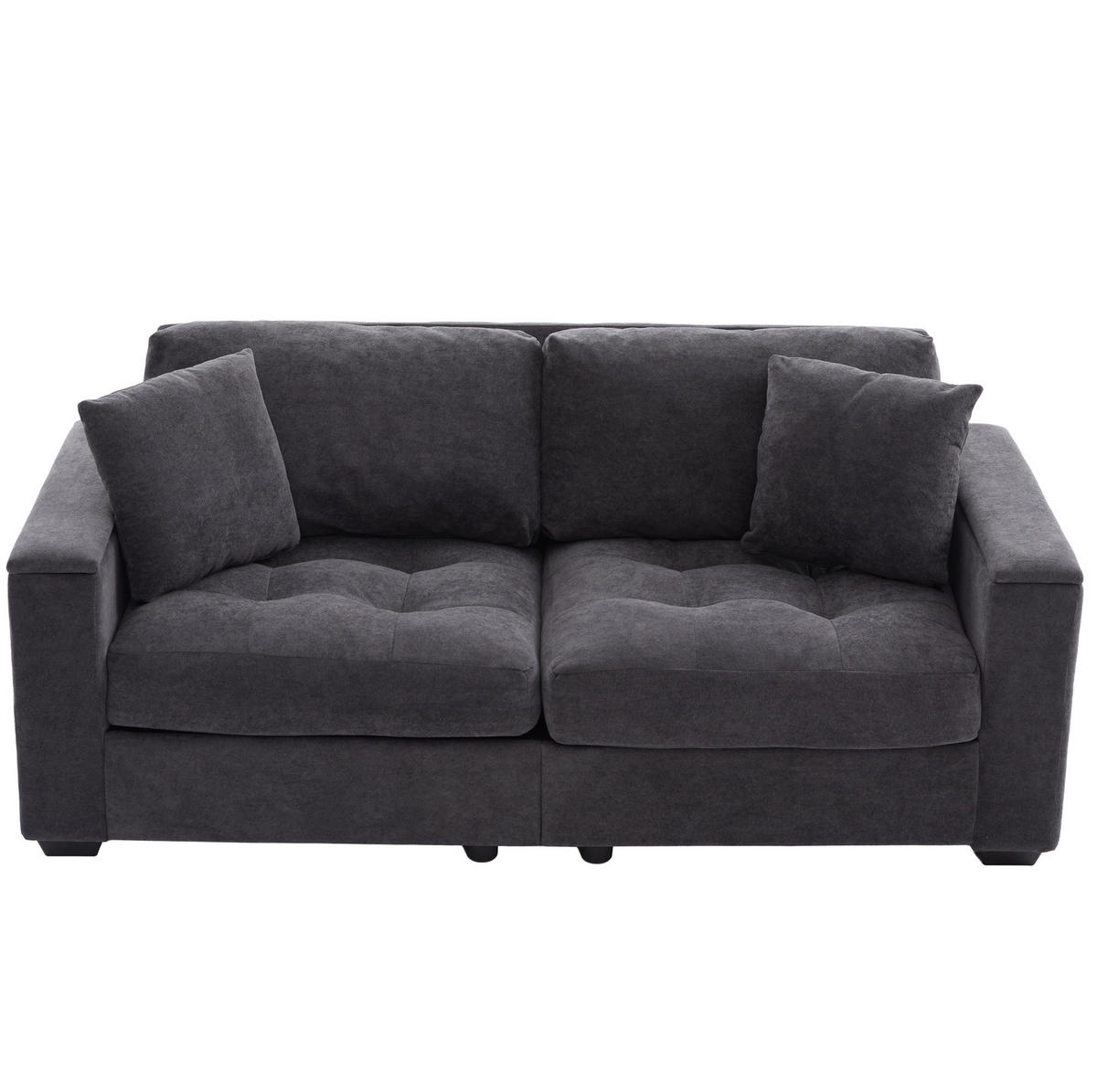 SOFA 2-Sitzer mit Stauraum Chenille Dunkelgrau - Dunkelgrau, Holzwerkstoff (180/84/81.5cm) - Meubliv