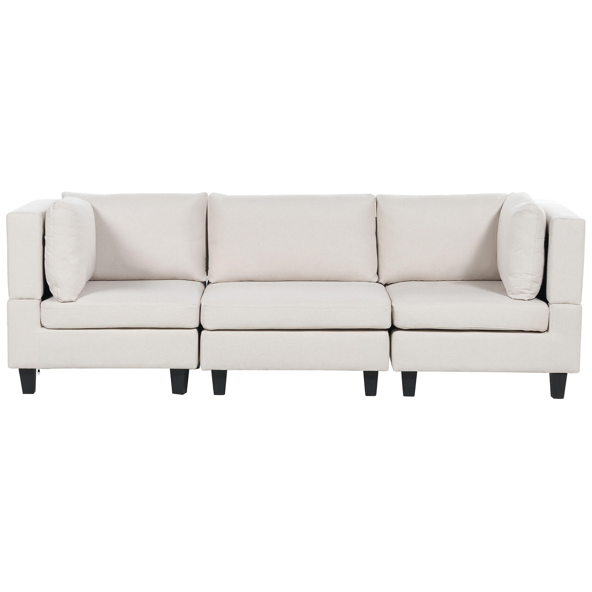 3-SITZER-SOFA Leinenoptik hellbeige Unstad - Beige/Schwarz, Textil (228/72/76cm) - Beliani