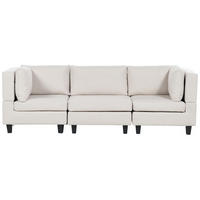 3-SITZER-SOFA Leinenoptik hellbeige Unstad - Beige/Schwarz, Textil (228/72/76cm) - Beliani