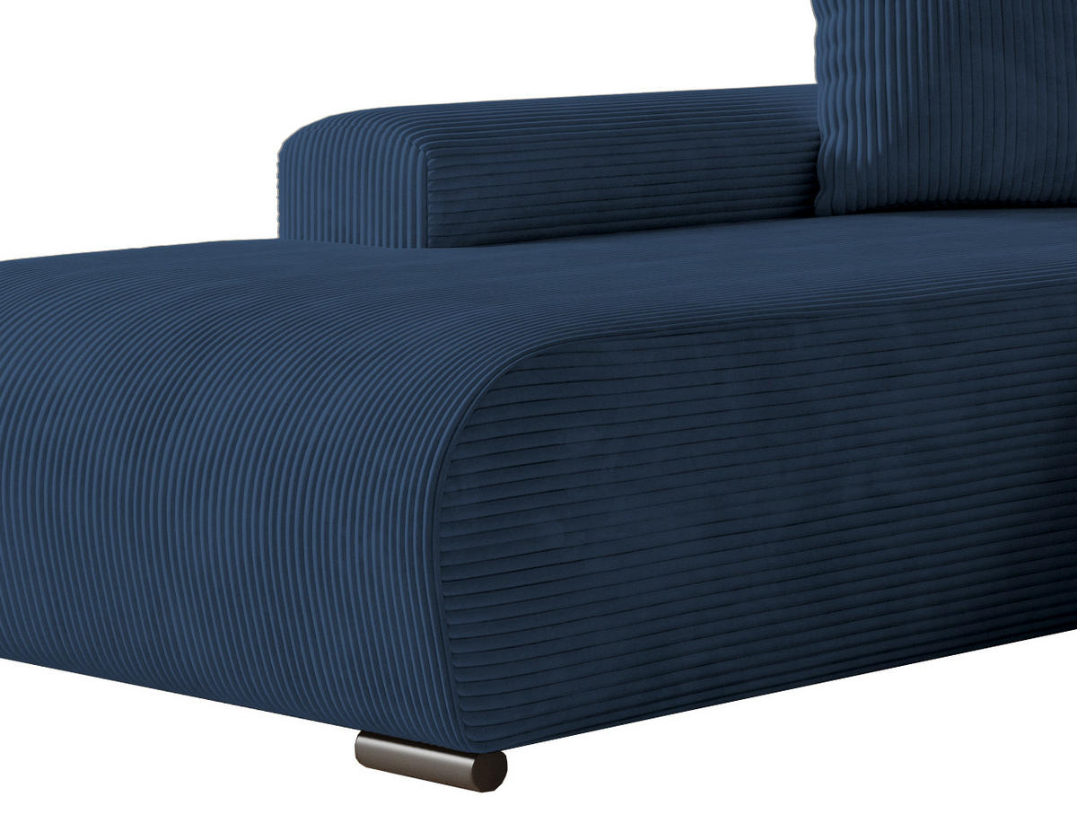 ECKSOFA Nelly mit Bettkasten und Schlaffunktion, Cordstoff in L-Form - Blau, Textil (270/185cm)
