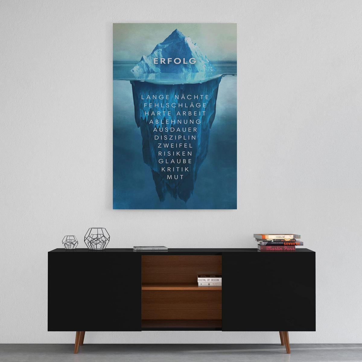 WANDBILD XXL "Eisberg des Erfolgs" - 30 x 40 cm - Weiß, Textil (30/40cm) - Hustling Sharks