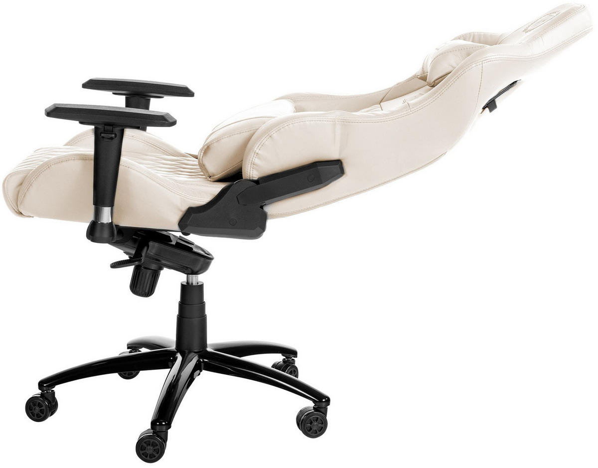 CHEFSESSEL Echtleder creme - Creme/Schwarz, Leder/Metall (70/129/64cm) - CLP