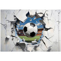 FOTOTAPETE Kinderzimmer Junge 3D Fußball Vlies Tapete 200x140 - Multicolor, Papier (200/140cm) - Wallarena