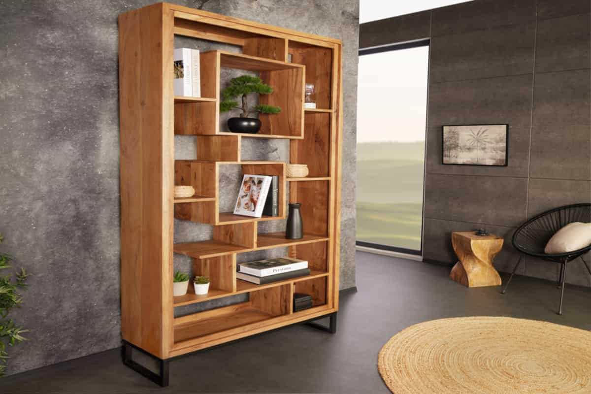 BÜCHERREGAL CUBUS Akazie Natur 190cm - Braun, Holz (88/190/35cm) - riess-ambiente