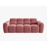 SOFA Lisa aus Samt lachs 3 Sitzplätze - Dunkelrosa, Textil (101/77/216cm) - Micadoni