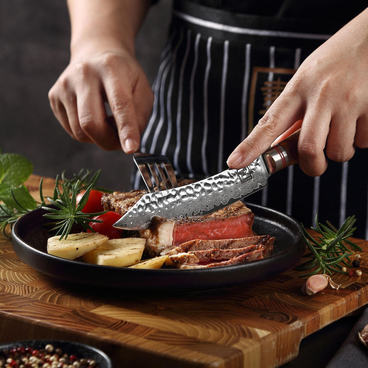 STEAKMESSER 12 cm - Braun, Holz/Metall (34cm) - Zayiko