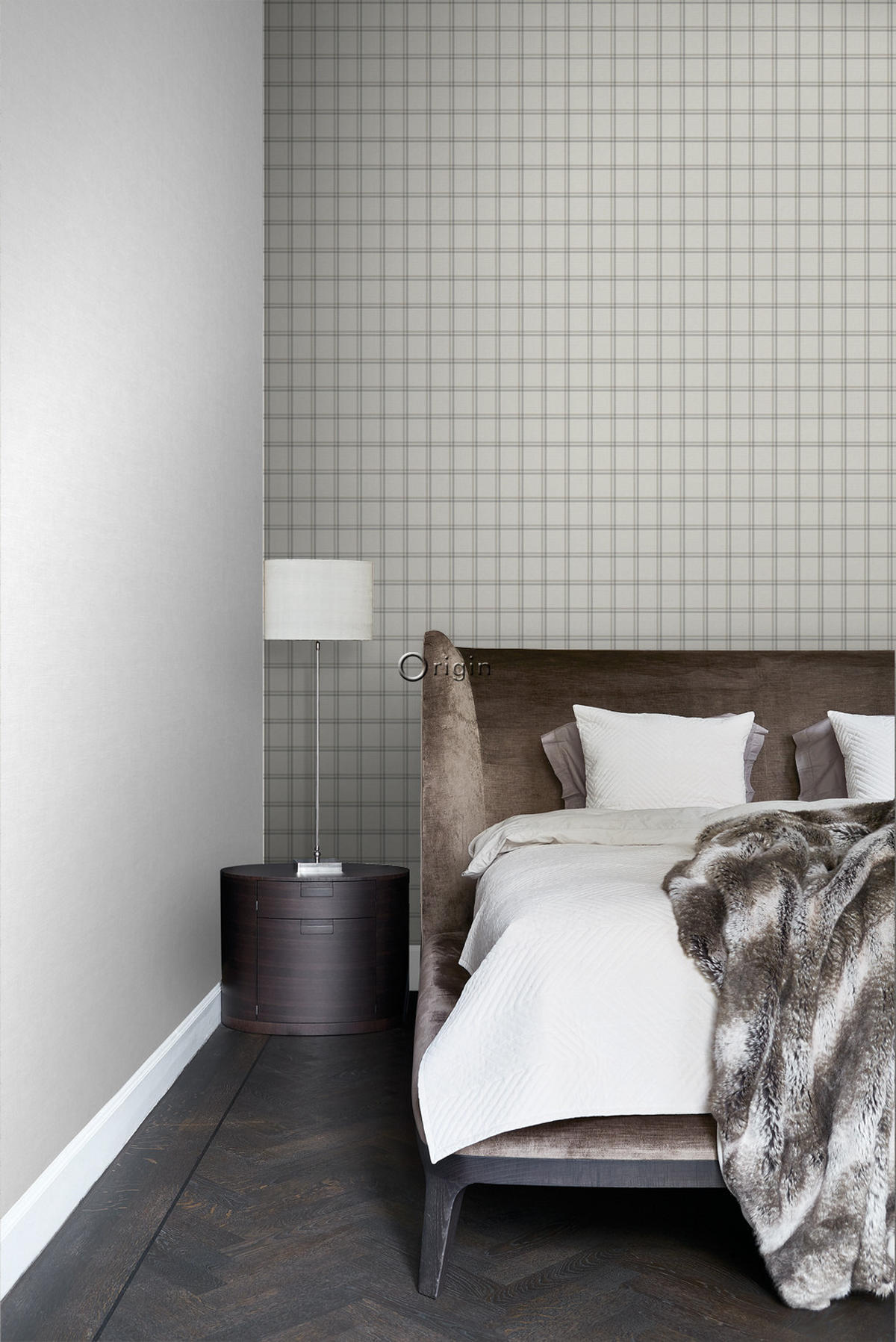 TAPETE Karomuster 53 cm x 10.05 m - Beige, Papier (53/1000cm) - Origin Wallcoverings