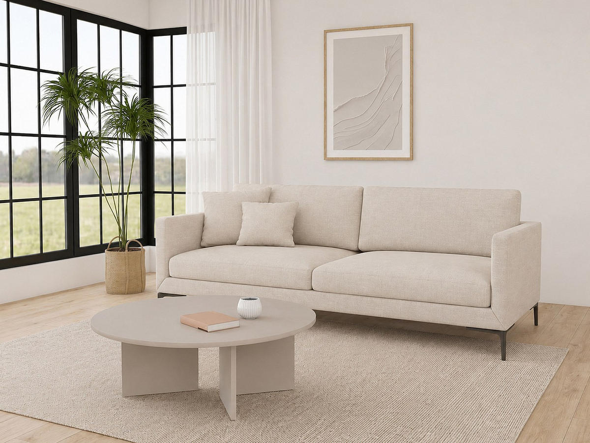 COUCHTISCH - 90 cm x 90 cm - holz - beige Topania - Beige, Holz (90/90/31.4cm) - Vente-Unique