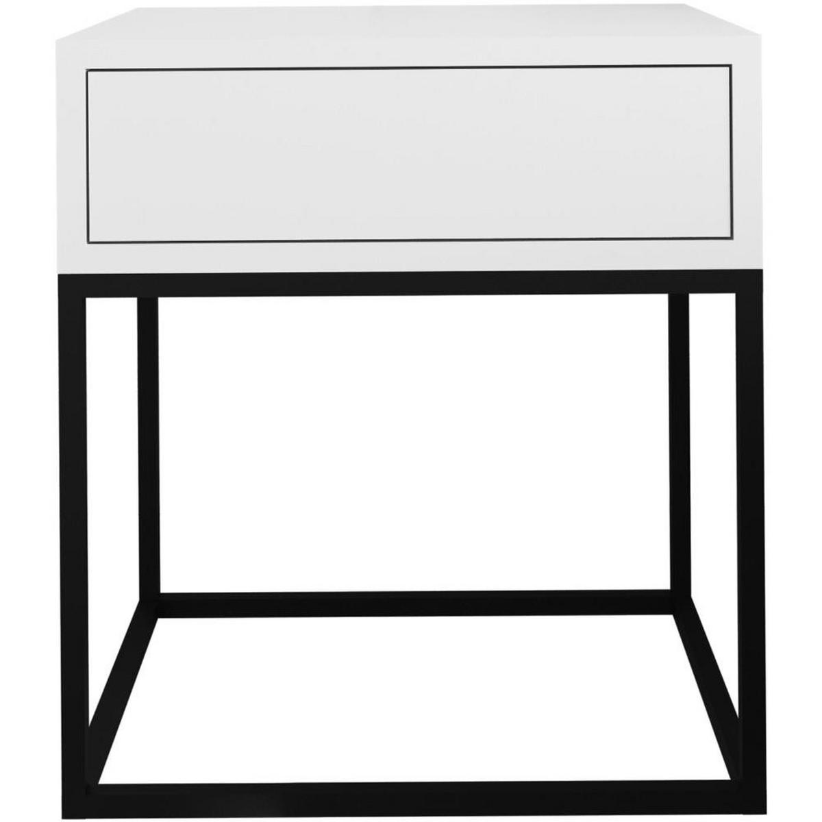 NACHTSCHRANK Kay 45/50/35 weiß - Schwarz/Weiß, Holzwerkstoff/Metall (45/50/35cm) - Beautysofa