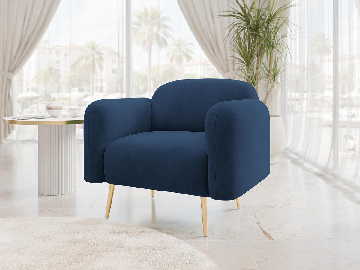 SESSEL Nami 1 - Blau/Goldfarben, Holz/Textil (90/75/71cm) - MIRJAN24