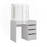 SCHMINKTISCH Sherry Weiß/Weiß Hochglanz 89.8 cm mit LED-Spiegel - Weiß Hochglanz, Holzwerkstoff (89.8/76/50.1cm) - Vicco