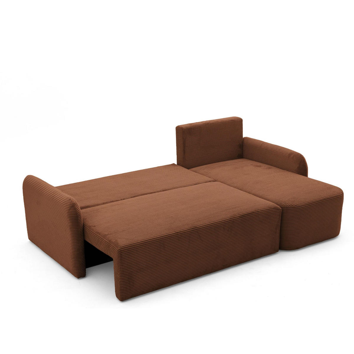 ECKSOFA CASPER L Rechts mit Schlaffunktion 132x198 Cord Braun - Schwarz/Braun, Holz/Kunststoff (145/217cm) - NACANAPA