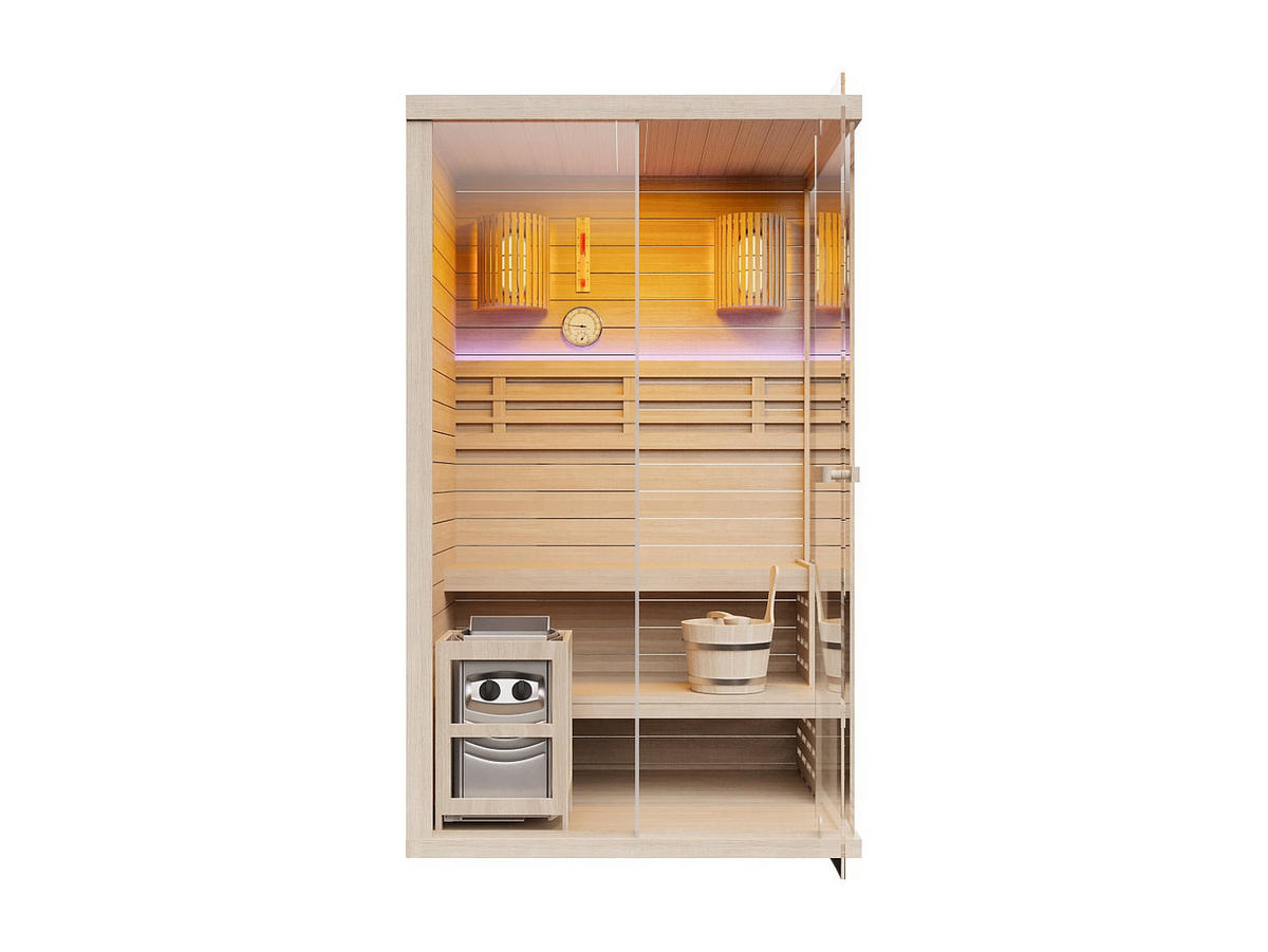 FINNISCHE Sauna - 2 Personen - Holz, Platte - Naturfarben Hell - - Naturfarben, Holz (120/200/120cm) - Vente-Unique