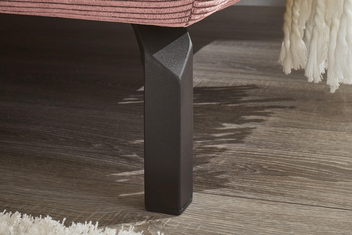 ECKSOFA DELIA Pink Cord - Pink/Schwarz, Textil/Metall (276/219cm) - KAWOLA