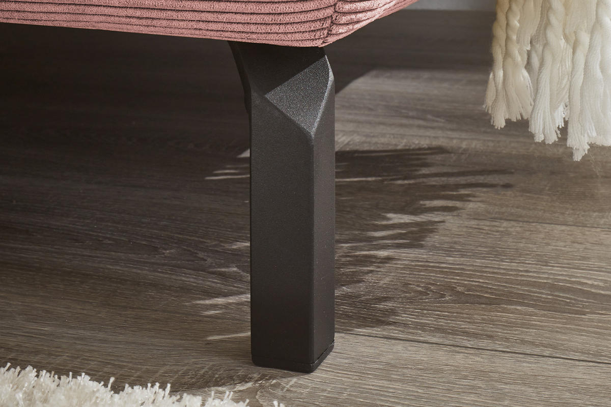 ECKSOFA MIT MOTORISCHEM SITZVORZUG DELIA Pink Cord - Pink/Schwarz, Textil/Metall (276/219cm) - KAWOLA