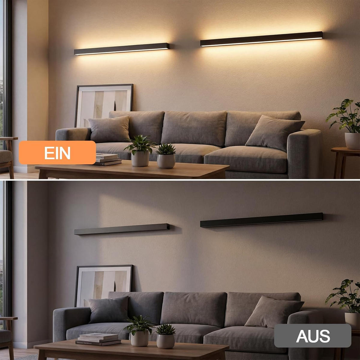 LED WANDLEUCHTE Dünthar 100/3.8/2.5 cm - Schwarz, Kunststoff/Metall (3.8/2.5/100cm) - ZMH