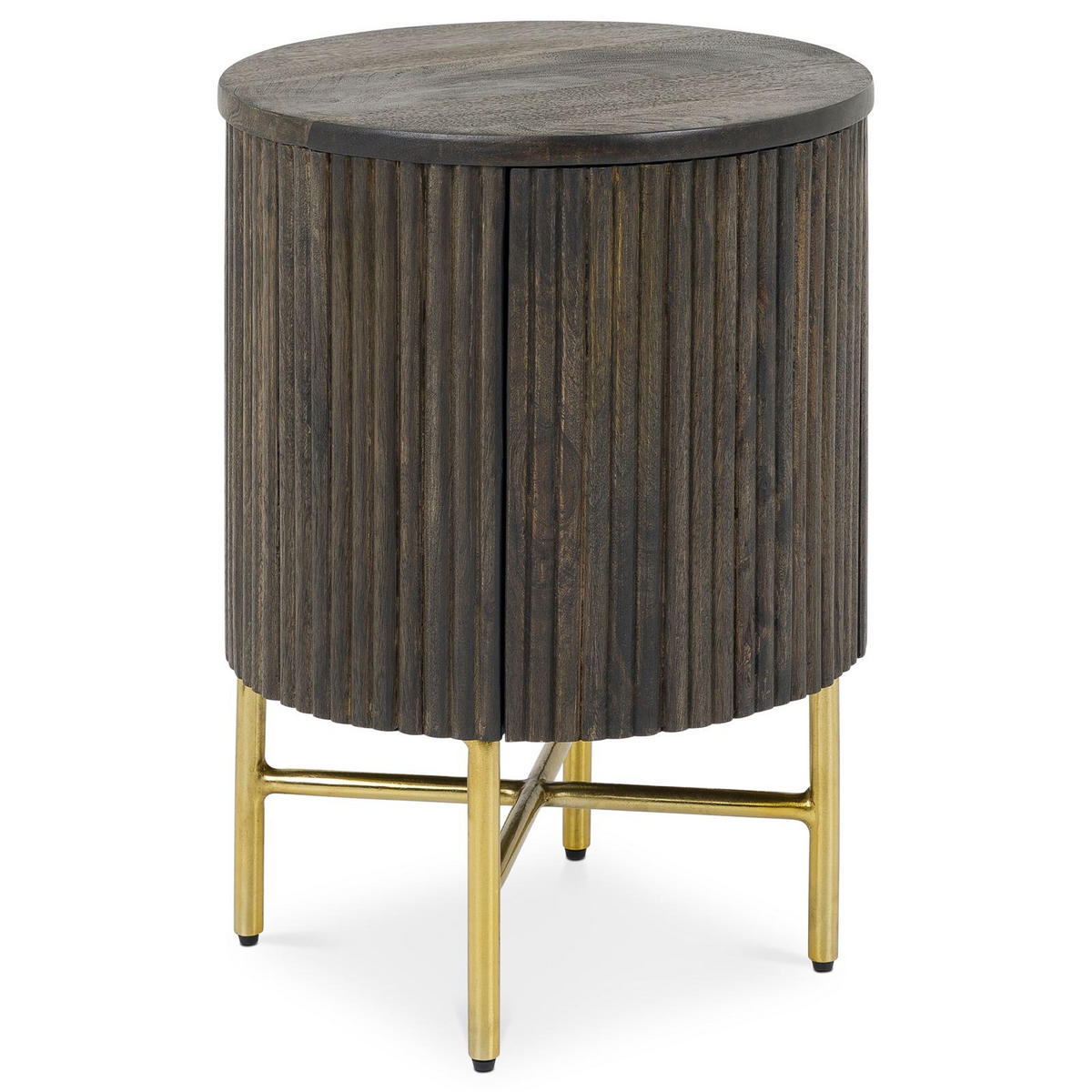 NACHTTISCH FLUTED braun - Braun, Metall (40/52/40cm) - IDIMEX