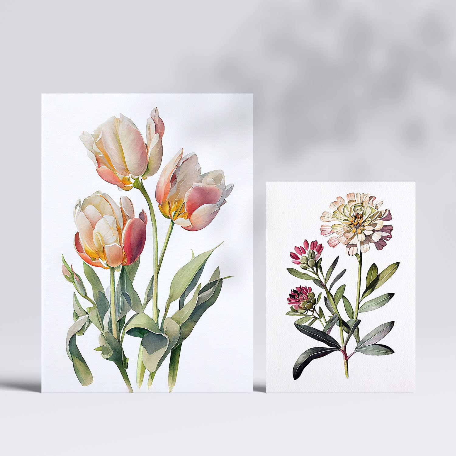 POSTER Set Mit 6 Pastellblumen Vollfarbige Blumenmotiven A3 & A4 Rahmenlos - Klar, Papier (29/3cm) - Nacnic