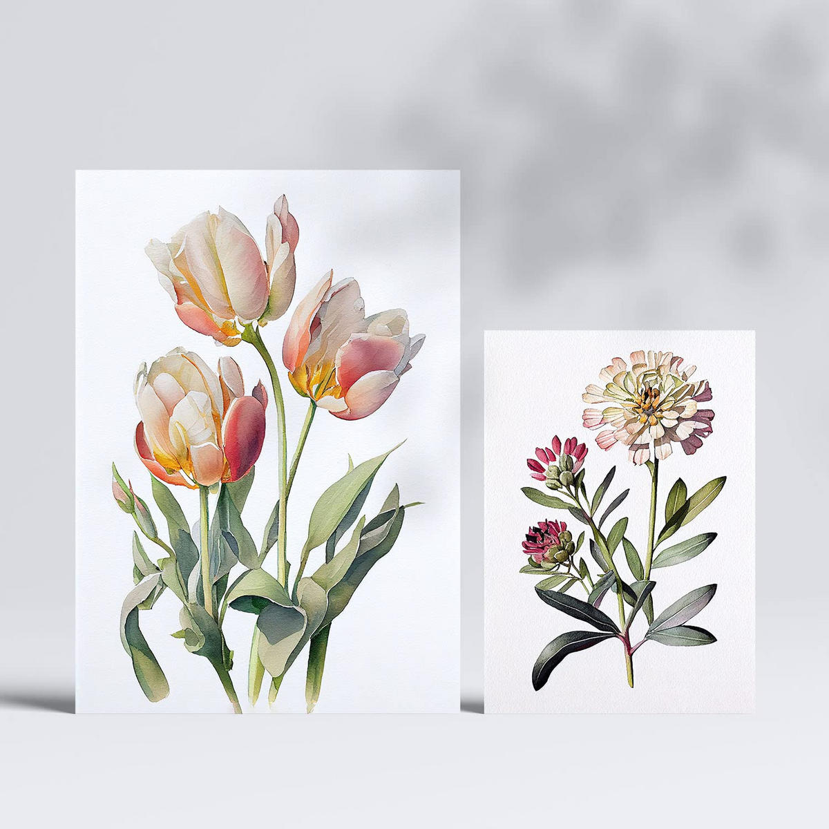 POSTER Set Mit 6 Pastellblumen Vollfarbige Blumenmotiven A3 & A4 Rahmenlos - Klar, Papier (29/3cm) - Nacnic