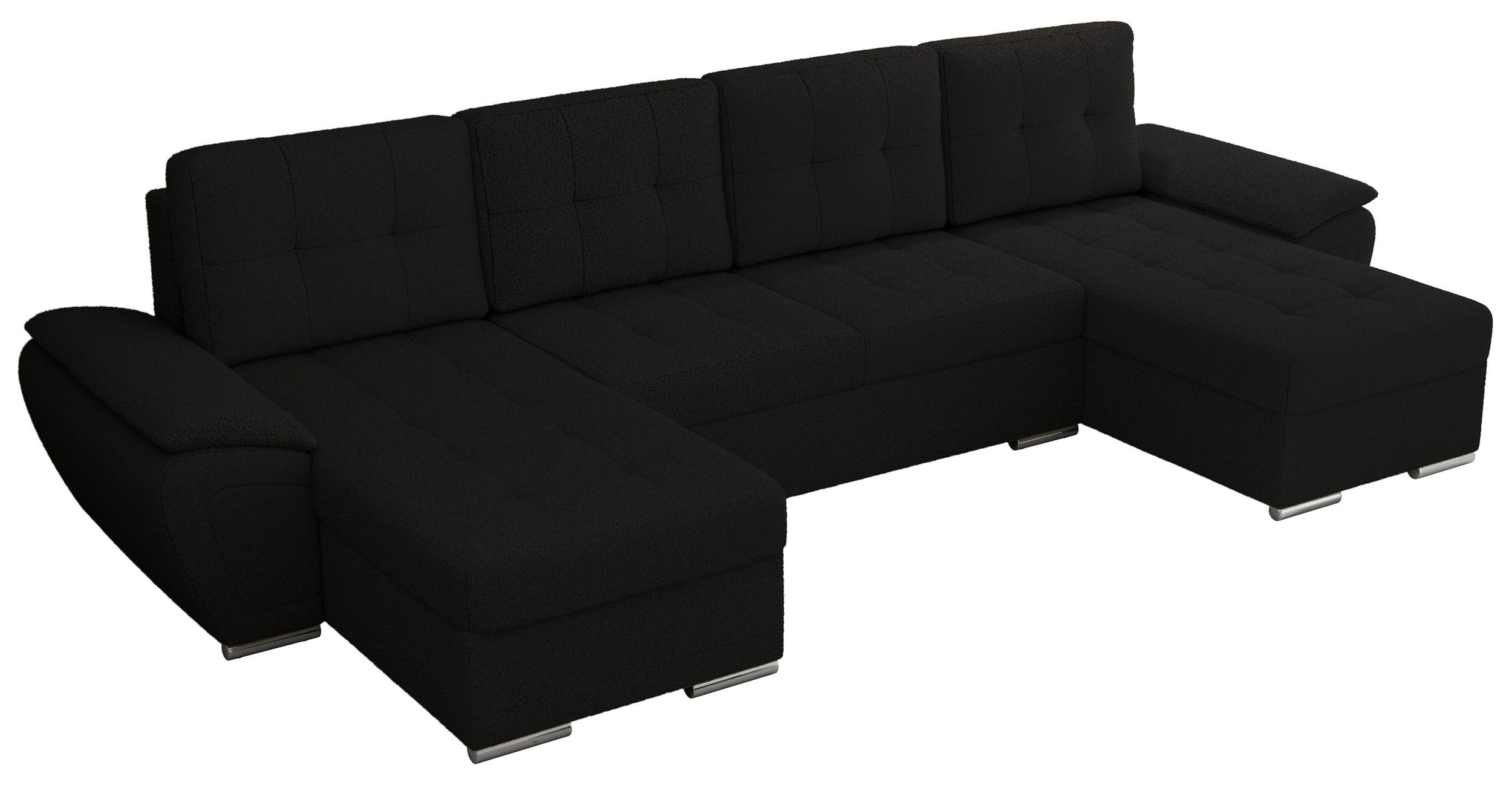 WOHNLANDSCHAFT UMBRIA U Schwarz Boucle - Schwarz/Grau, Textil/Metall (336/85/157cm) - MKS
